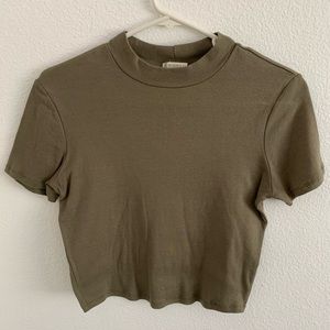 Army green crop top